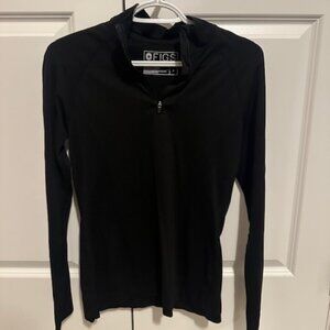 Figs 1/4 zip salta underscrub, size small, black